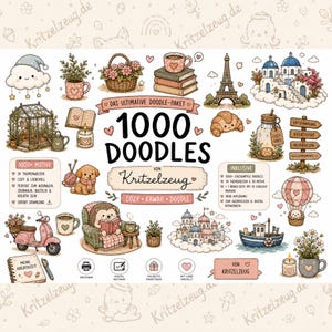 1000+ Cozy Kawaii Doodles Bundle | Bullet Journal Doodles | Printable Doodle Pack | Cute Drawing References