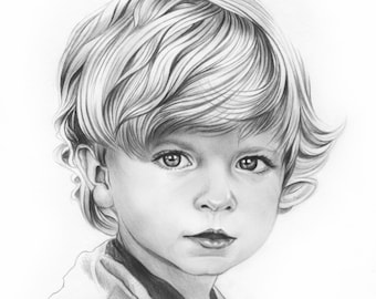 Custom Baby portrait 6x8', Pencil Drawing from photo, Sketch, Commission art, Original artwork, Hand-drawn portrait, Pencil portrait drawing