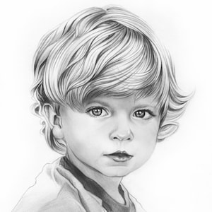 Kids hand-drawn portrait, Custom Baby portrait, Pencil Portrait Drawing from photo, Sketch, Commission, Original art, Realistic artwork, Art