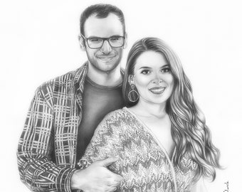 Custom Family Portrait, Hand-drawn pencil portrait, Pencil Drawing from photo, Sketch, Realistic, Commission portrait, Art, Family portrait
