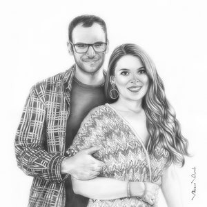 Custom Hand-Drawn Family Pencil Portrait, Realistic Art