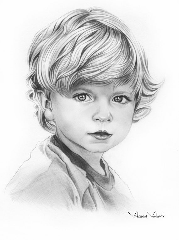 Portrait Personnalise De Bebe 6x8 Dessin Au Crayon De La Etsy
