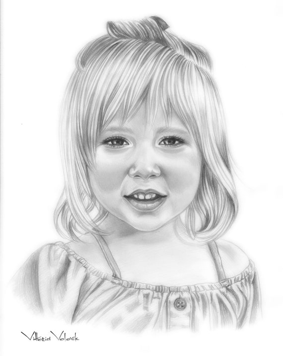 Custom Baby Portrait Pencil Drawing From Your Photo Sketch