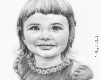 Express custom Baby portrait 11x16', Drawing f/photo, Sketch, Commission, Original artwork, Realistic portrait, Hand-drawn Pencil portrait