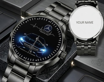 Mercedes-Benz AMG Luxury Sports Car Watch, Gift Personalized Engraved Timepiece | Automotive Wristwatch