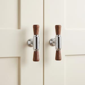 Wood and Metal T Bar Cabinet Knobs Drawer Pulls Modern Furniture Hardware Dresser Handle Kitchen Cupboard Wardrobe Door Pulls