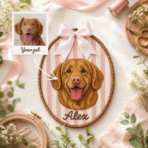 Personalized Dog Portrait Hoop Art | Custom Oval Embroidery Pet Memorial & Keepsake