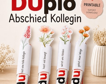 Duplo Abschiedsgeschenk Kollegin | Duplo Wrapper PDF | Abschiedsgeschenk Kollegin | Schokolade Banderole | Büro Geschenk | Jobwechsel