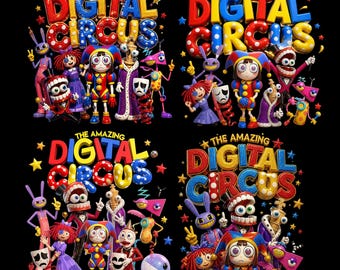 Digital Download The Amazing Digital Circus PNG T-Shirt Design, Circus Fan Gift PNG, Viral Cartoon Fan Art,Mom Gift,Aesthetic Circus Graphic
