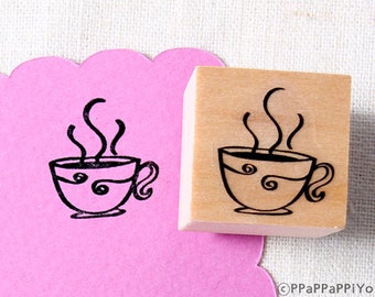 40% OFF SALE coffee Rubber Stamp (20mm)
