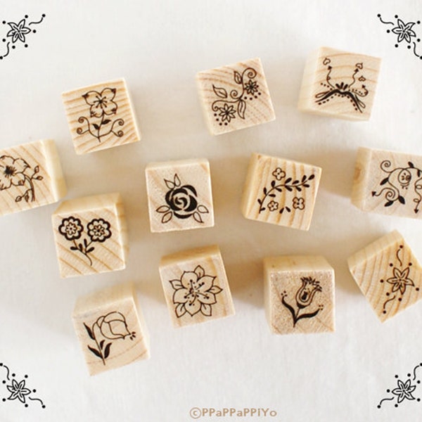 55% OFF SALE 12 pcs DIY Flower Pattern Rubber Stamp