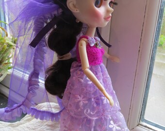 Kleid, Bustle/Umhang/Headpiece für Tangkou, Pullip, Blythe, J-Doll