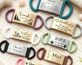 Personalized Silicone Pet Tag, Silent ID Tag for Dogs, Silent Pet Tag for Cats, Slide On Custom Pet ID Tag with Engraving Dog Tag, No Noise