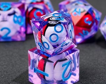 3D Pokéball Inclusions Resin DND Dice Set, Anime RPG Polyhedral Dice