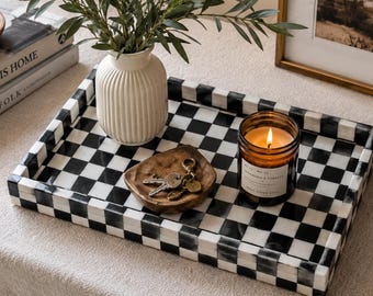 Handgemaakt dienblad met ingelegd houten been | Uniek housewarmingcadeau.