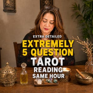 Tarotläsning med 5 frågor | Snabb tarot, astrologisk insikt, snabba svar, telepatisk läsning, läsning samma timme, psykiska råd