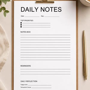 Daily Note Box | Editable Daily Planner Schedule | Printable | Digital PDF |  Daily Checklist | Task List | Work Day Schedule|  Home |