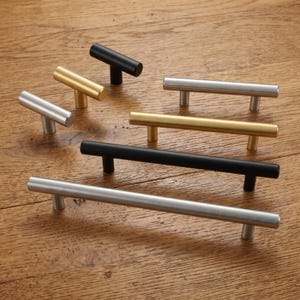 Modern T Bar Cabinet Handles Brushed Nickel Black Gold Kitchen Drawer Pulls Stainless Steel Furniture Hardware Minimalist Bar Knobs