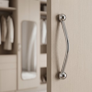 Skåpshandtag och knoppar i polerat silver, Kromade lådhandtag, Moderna köksbeslag, Kulknoppar, Garderobshandtag bild 4