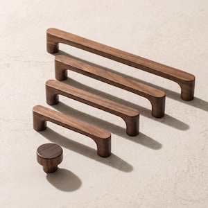 Massief walnoothouten kastgrepen en knoppen moderne houten ladegrepen keukenmeubilair hardware garderobedeur trekt minimalistische set rustiek