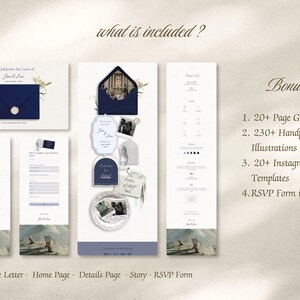 Navy Blue Luxury Wedding Website Template, Elegant Minimal Canva Site Invitation (Digital Download) image 2