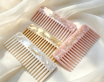 Custom Acrylic Hair Comb,Bridesmaid Gift, Custom Name Hair Detangler Comb,Name Hair Comb, Vintage Acetate Comb, Personalized Gift for Her