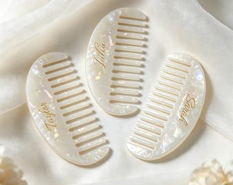 Personalized Bridesmaid Hair Comb, Acetate Comb,Bridal Amber Comb,Custom Name Hair Comb,Gift for Her.Girls Party Gift