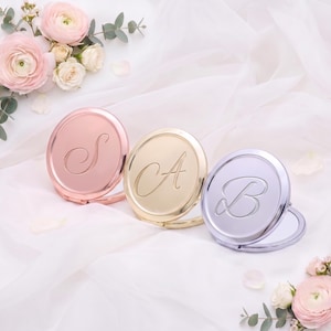 Engraved Compact Mirror, Custom Initial Pocket Mirror, Bachelorette Favor, Bridal Party Gifts, Bridesmaid Proposal, Cute Purse Accessory