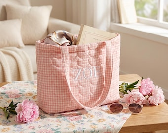 Personalized Embroidery Name Tote Bag, Bridesmaid Gifts Bag, Initial and Name Bag, Wedding Welcome Tote, Gift for Her