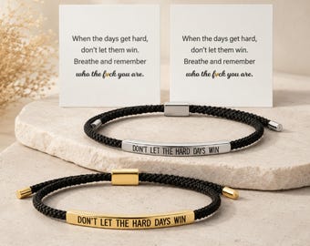 Dont Let The Hard Days Win Bracelet Motivational Gift Adjustable Cord Bracelet Friendship Jewelry for Women Men