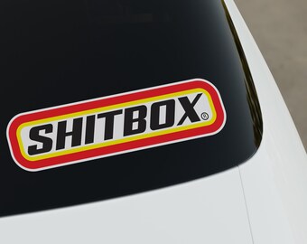 SHITBOX (5 Designs to Choose From) Funny Vintage Style Sticker Decal 200x50mm