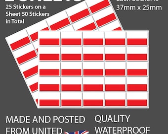 Poland Flag Stickers: (37x25mm) or 2 Large (150x100mm) Vinyl Decals