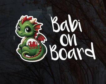 Traditional Welsh Babi on Board Stickers 4 Designs