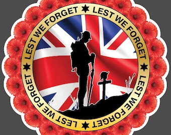 Lest We Forget Memorial Army Remembrance Day Sticker 2 Pk 100x100mm Quality Vinyl