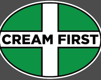 2 x Cream First Devon Oval Car Sticker each 160x120mm Quality Outdoor Vinyl Sticker