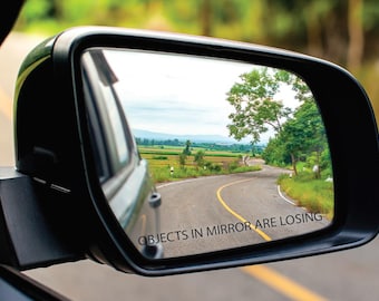 Funny Prank Stickers: Objects in Mirror Stickers (3pk Decals) Black Print on Clear Vinyl