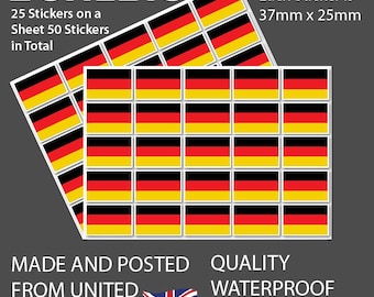 50 Germany Flag Stickers (37x25mm) or 2 Large (150x100mm) Vinyl Decals