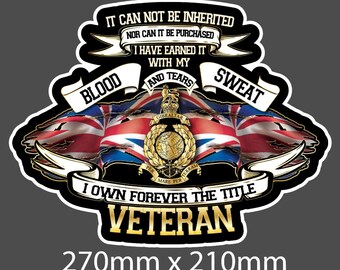 Royal Marines Remembrance Veteran Stickers 2 designs 3 sizes per Design Decals