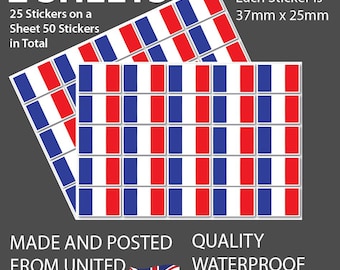 50 France Flag Stickers (37x25mm) or 2 Large (150x100mm) Vinyl Decals