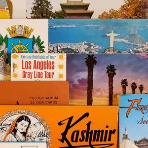 Cartões de lembrança vintage, cartões postais de viagens ao exterior, diários de lixo, efêmeras