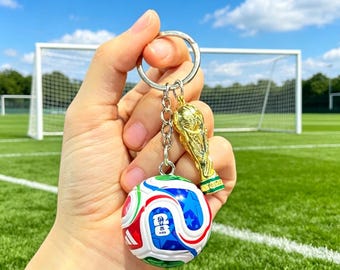 2026 WM Mini 3D Fußball Fußball PVC Firma Schlüsselbund Langlebiger fester Fußball-Schlüsselring