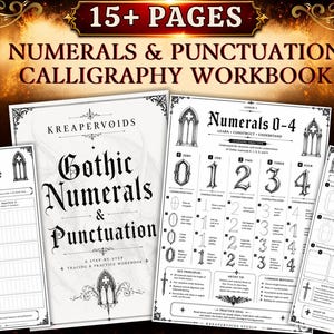 Gothic Numerals & Punctuation Calligraphy Workbook | Blackletter Number Tracing PDF Download