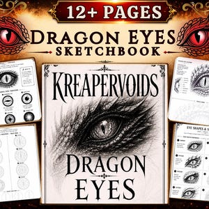 Dragon Eye Drawing Workbook | Fantasy Anatomy Guide, Trace Practice PDF (Digital Download)
