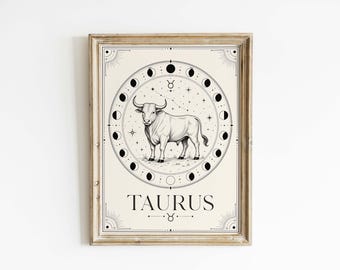 Taurus Zodiac Poster & Canvas | Minimalist Astrology Wall Art AQ8W4C