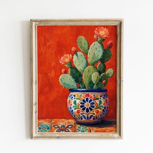 Contemporary Prickly Pear Cactus Poster & Canvas | Southwest Wall Art JAZCIZ