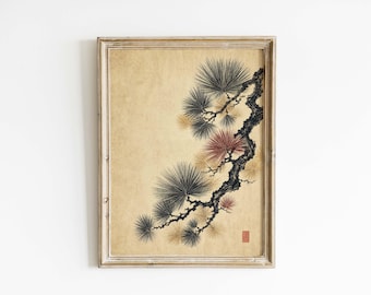 Japanese Pine Poster & Canvas | Ukiyo-e Botanical Wall Art VI5FZ1