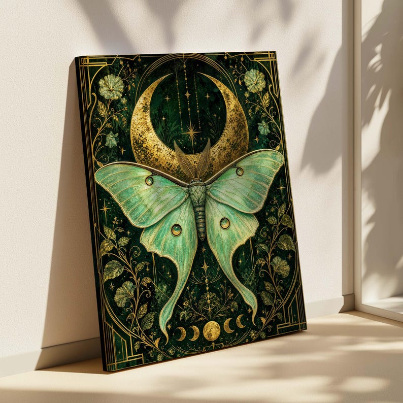 Art Deco Luna Moth Poster & Canvas | Witchy Celestial Wall Art ZPCRU7 ...