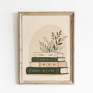 Minimalist Book Stack Poster & Canvas | Book Lover Wall Art 2CYBJJ
