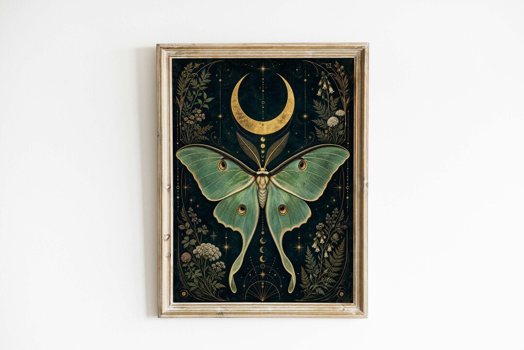 Art Deco Luna Moth Poster & Canvas | Witchy Celestial Wall Art E7FUFM ...