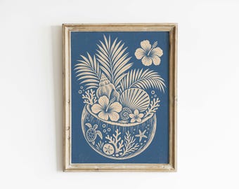 Vintage Coconut Vessel Poster & Canvas | Coastal Wall Art 5IXH7R